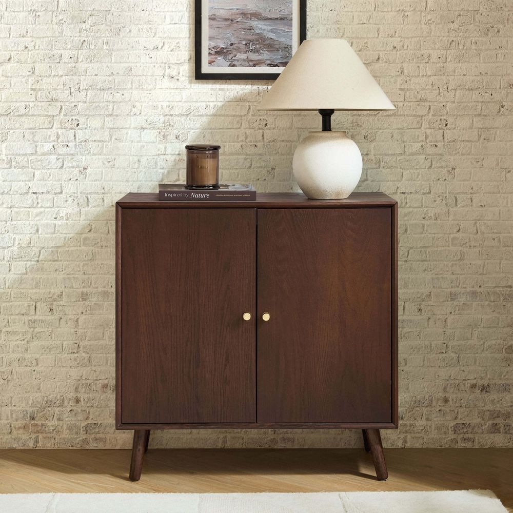 DUS-CC2-04459 Grade-B Dusk Heidi Oak 2 Door Sideboard - Walnut RRP £259.00
