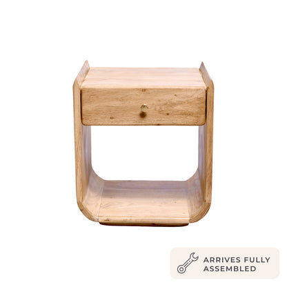 DUS-CC2-04534 Grade-B Dusk Cleo Acacia Wood 1 Drawer Bedside Table - Light Wood RRP £125.00