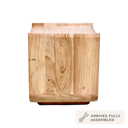 DUS-CC2-04534 Grade-B Dusk Cleo Acacia Wood 1 Drawer Bedside Table - Light Wood RRP £125.00