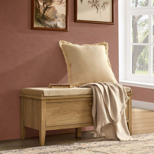 DUS-CC2-04536 Grade-B Dusk Nell Seated Storage Cabinet - Light Wood RRP £129.00
