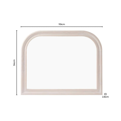DUS-CC2-04696 Grade-B Dusk Hampton Arched Wood Large Mantel Mirror - Washed White RRP £110.00