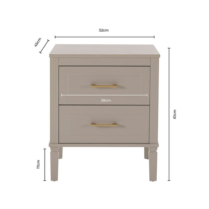 DUS-CC2-04737 Grade-B Dusk Sienna 2 Drawer Bedside Table - Taupe (set of 2) RRP £238.00