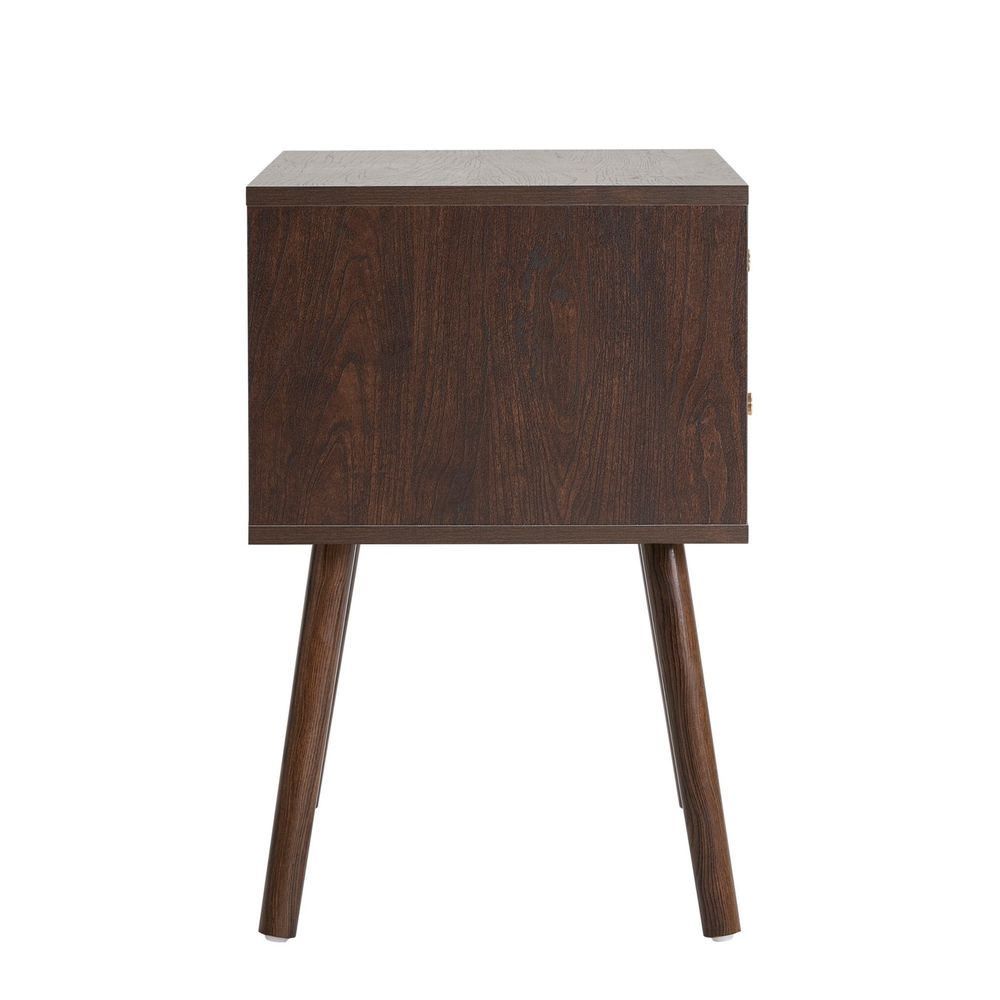 DUS-CC2-04849 Grade-B Dusk Set of 2 Dora 2 Drawer Nightstand - Walnut RRP £190.00