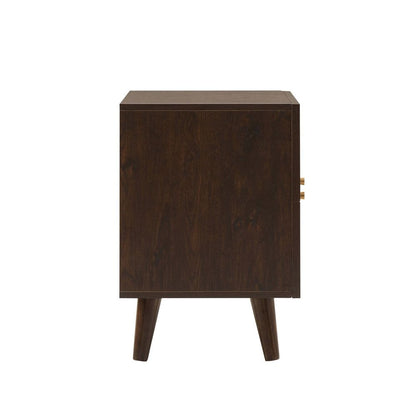 DUS-CC2-04925 Grade-C3 Dusk Raven Rattan 2 Drawer Bedside Table - Walnut RRP £119.00