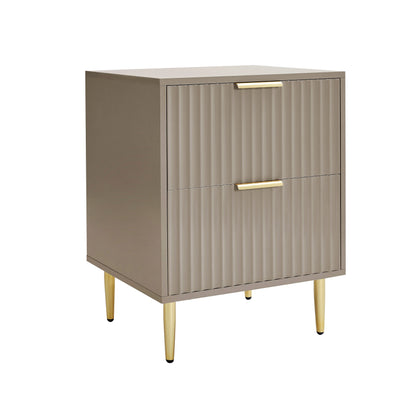 DUS-GOL-05936 Grade-B Dusk Evie 2 Drawer Bedside Table - Taupe RRP £143