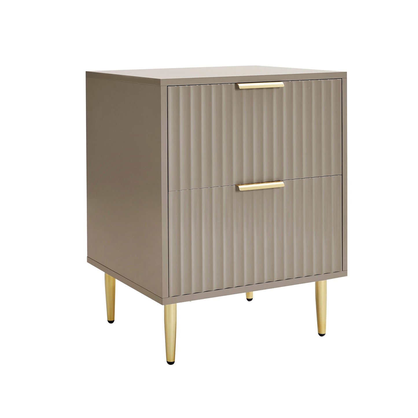 DUS-GOL-07163 Grade-B Dusk Evie 2 Drawer Bedside Table - Taupe RRP £109