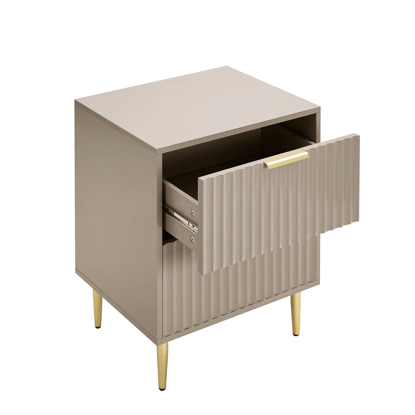DUS-GOL-06065 Grade-B Dusk Evie 2 Drawer Bedside Table - Taupe RRP £143