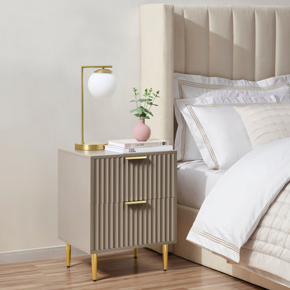 DUS-GOL-06348 Grade-B Dusk Evie 2 Drawer Bedside Table - Taupe RRP £143