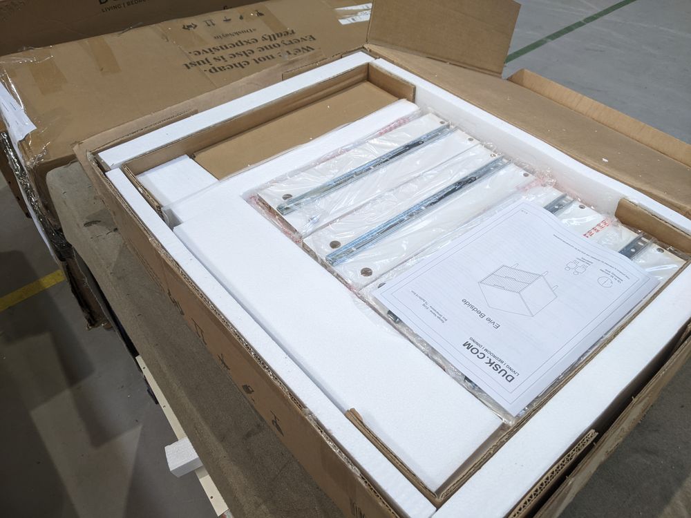 DUS-GOL-01826 Grade-B Dusk Evie 2 Drawer Bedside Table - White/Wood Effect RRP £98