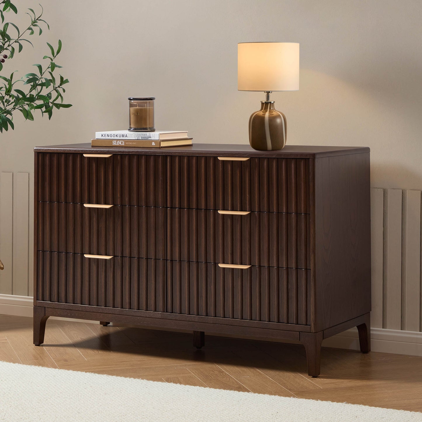 DUS-CC2-04763 Grade-B Dusk Elena Ash 6 Drawer Chest - Walnut RRP £319.00