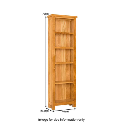 ROS-OUT-00355 Grade-C1 Roseland Furniture Newlyn Oak Slim Bookcase KD RRP £189.95