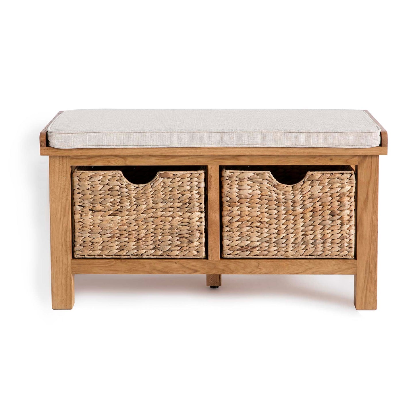 ROS-OUT-00283 Grade-B Roseland Furniture Surrey Oak Hall Bench with Baskets RRP £199.95