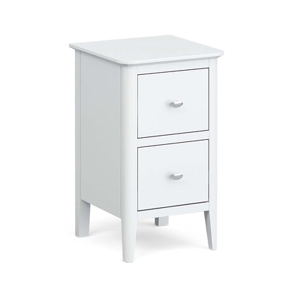ROS-OUT-00531 Grade-C1 Roseland Furniture Chester White Narrow 2 Drawer Bedside Cabinet RRP £109.95