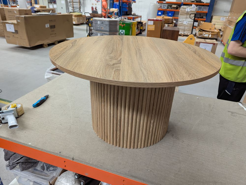 DUS-CC2-04890 Grade-C1 Dusk Hattie Round Pedestal Coffee Table - Light Wood RRP £189.00
