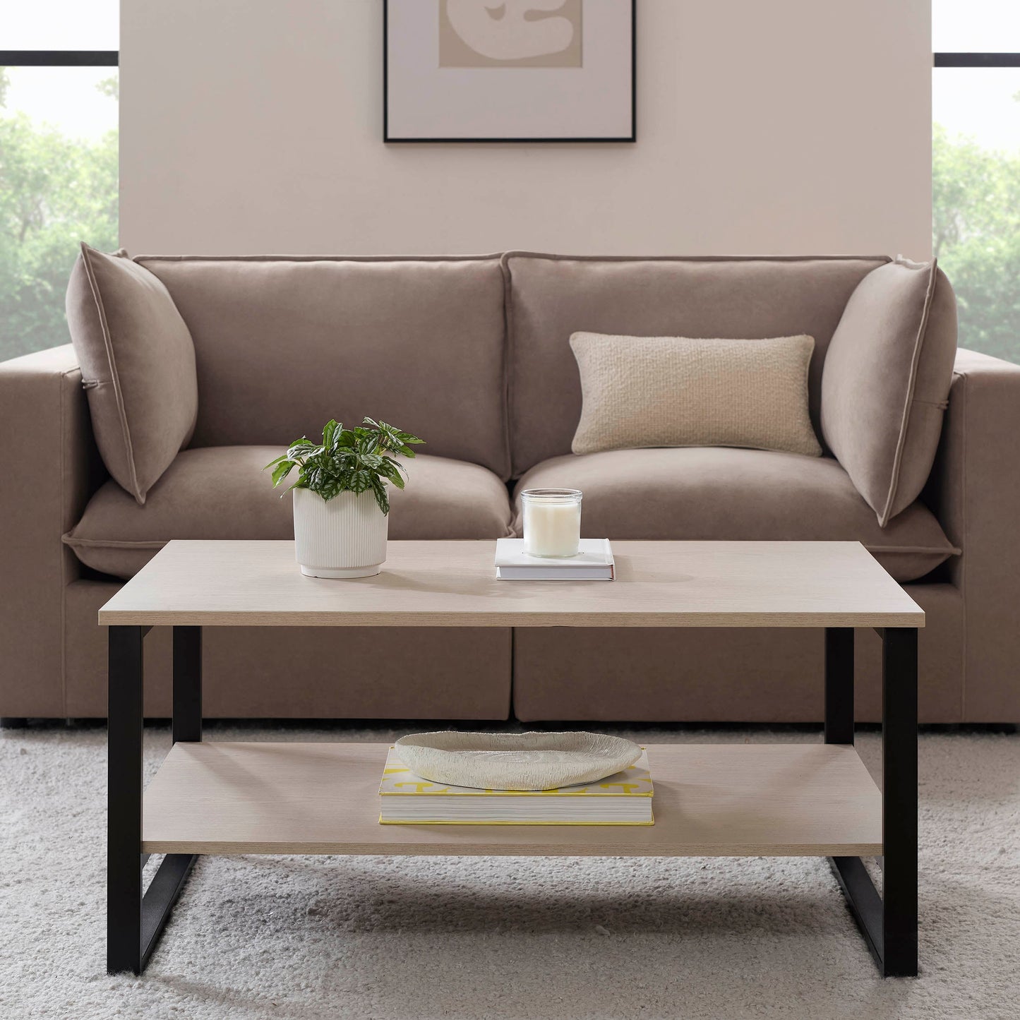 DUS-GOL-07440 Grade-B Dusk Harper Coffee Table - Natural/Black RRP £89