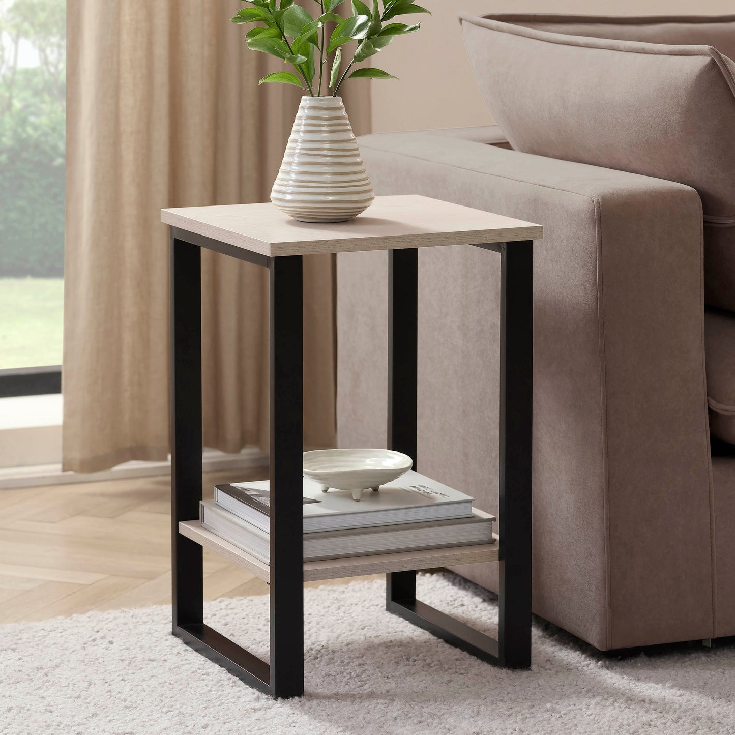 DUS-GOL-03400 Grade-B Dusk Harper Side Table - Natural/Black RRP £71