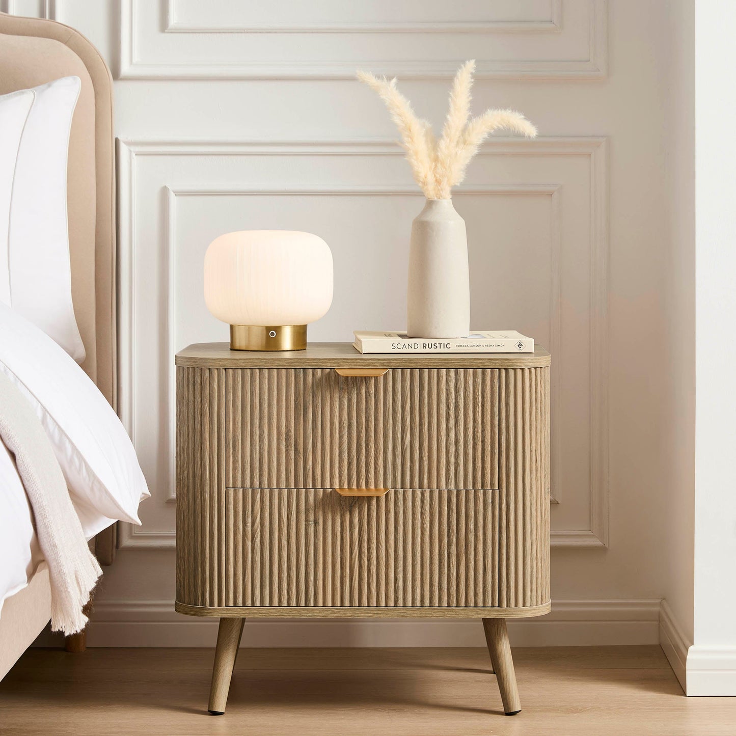 DUS-CC2-04271 Grade-B Dusk Pair of Hattie 2 Drawer Bedside Table - Light Wood
 (set of 2) RRP £258.00