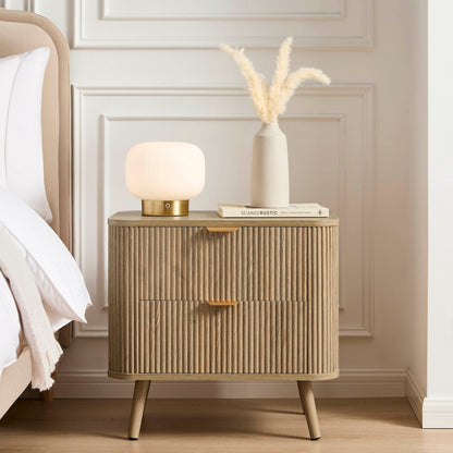 DUS-CC2-04271 Grade-B Dusk Pair of Hattie 2 Drawer Bedside Table - Light Wood
 (set of 2) RRP £258.00