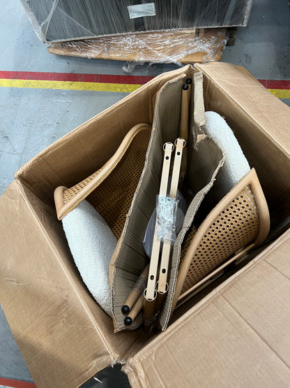 DUS-GOL-04855 Grade-B Dusk Phoebe Set Of 2 Dining Chairs - Boucle Ivory/Natural RRP £134