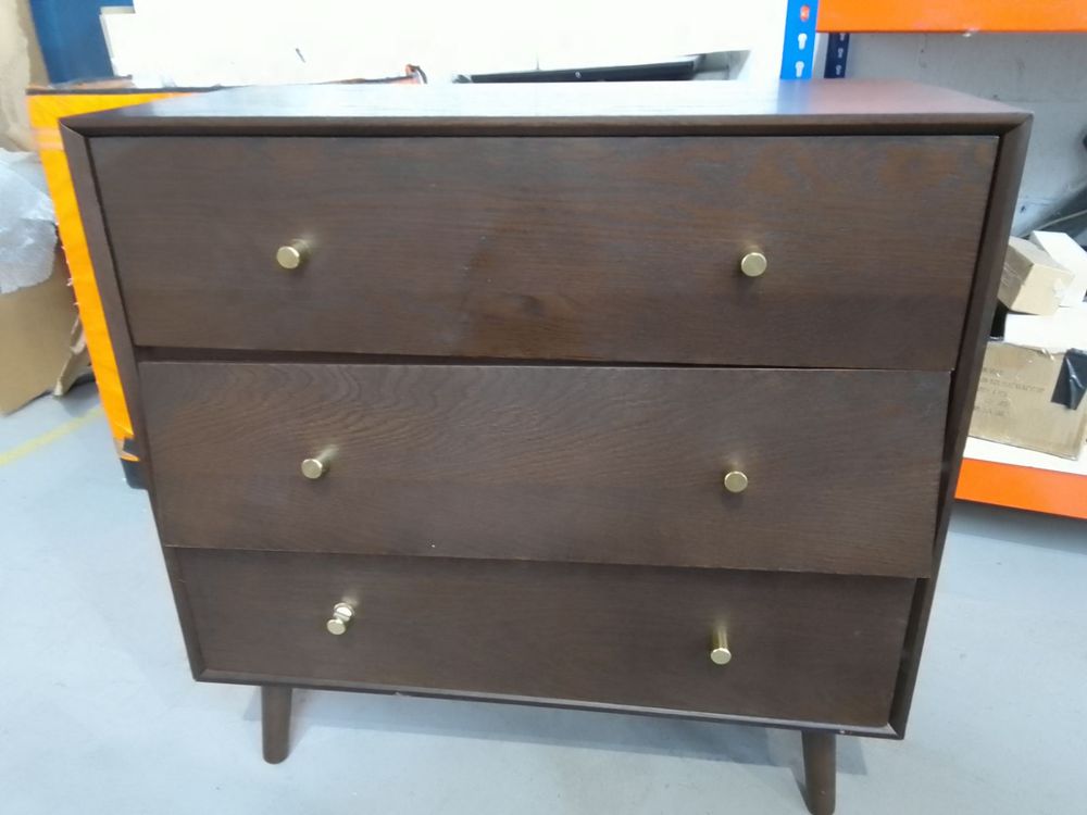 DUS-CC2-02592 Grade-C3 Dusk A pair of Heidi Oak 3 Drawer Chest - Walnut RRP £498.00