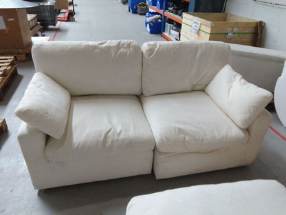 DUS-CC2-02428 Grade-C2 Dusk Cairo Feather 2 Seater Sofa + Pouffe - Vanilla RRP £960.00