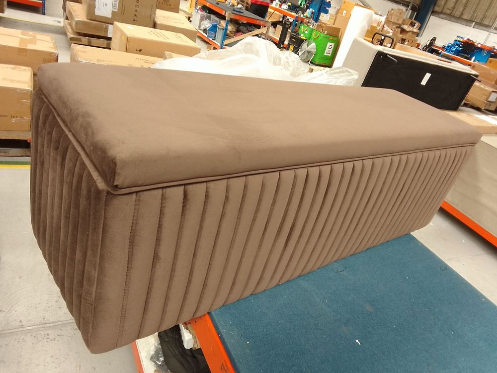 DUS-CC2-04288 Grade-C1 Dusk Melrose Ribbed Ottoman Storage Bench Cappuccino RRP £179.00