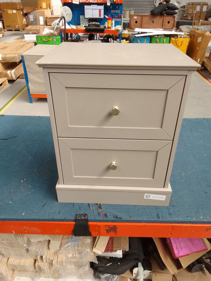 DUS-CC2-04605 Grade-BER Dusk Ruby 2 Drawer Bedside - Taupe RRP £119.00