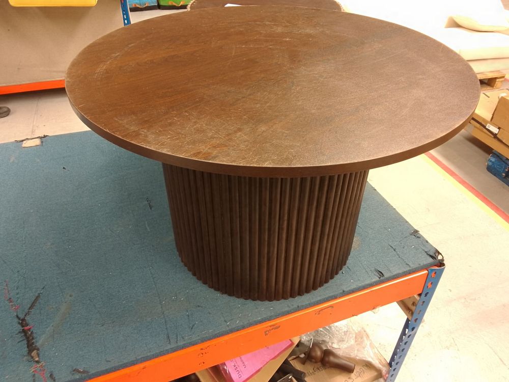 DUS-CC2-04895 Grade-BER Dusk Dusk Hattie Round Pedestal Coffee Table in Walnut RRP £189.00