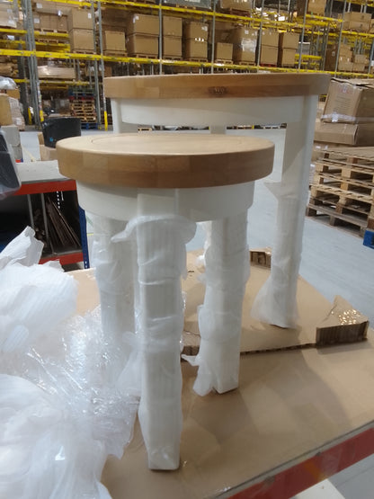 BFW-GOL-00911 Grade-C3 Big Furniture Warehouse Easton White Round Nest of 2 Tables RRP £90