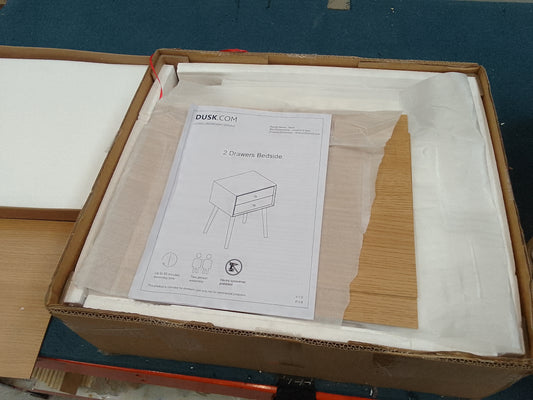 DUS-CC2-02972 Grade-B Dusk Heidi Oak 2 Drawer Bedside Table - Light Wood RRP £139.00