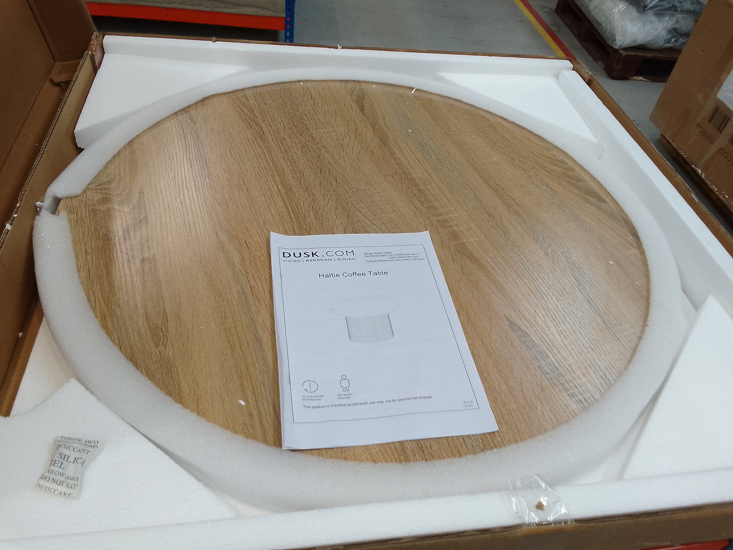 DUS-CC2-03365 Grade-B Dusk Hattie Round Pedestal Coffee Table - Light Wood RRP £189.00
