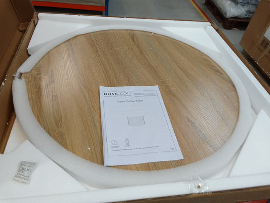 DUS-CC2-03365 Grade-B Dusk Hattie Round Pedestal Coffee Table - Light Wood RRP £189.00