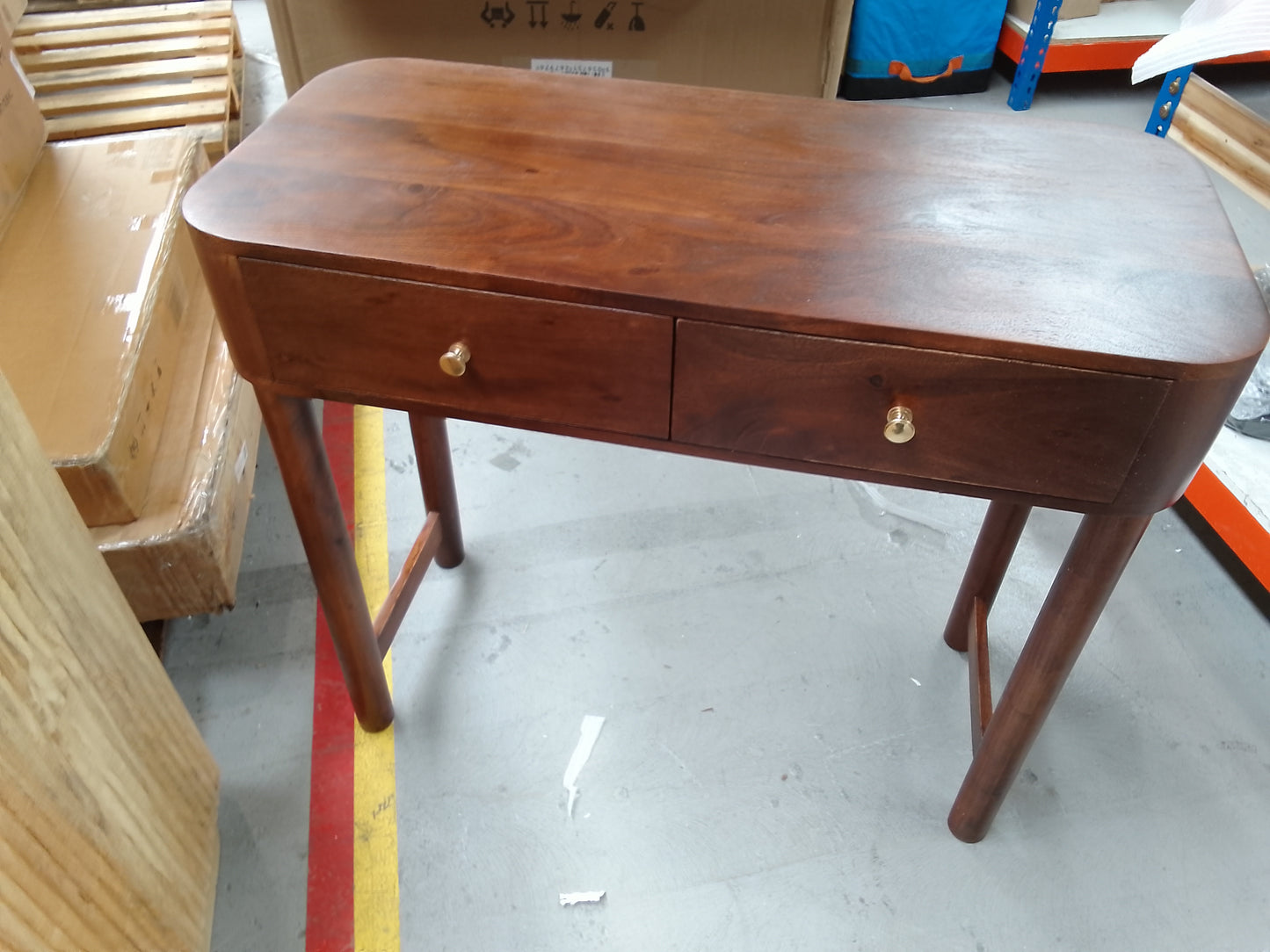 DUS-CC2-03938 Grade-B Dusk Avery Acacia Wood Dressing Table Console - Walnut RRP £249.00