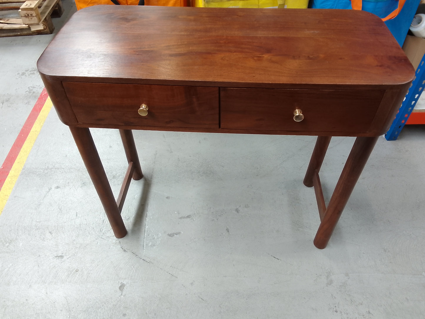 DUS-CC2-04034 Grade-B Dusk Avery Acacia Wood Dressing Table Console - Walnut RRP £249.00