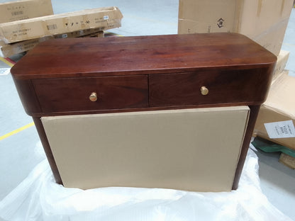 DUS-CC2-04332 Grade-B Dusk Avery Acacia Wood Dressing Table Console - Walnut RRP £249.00