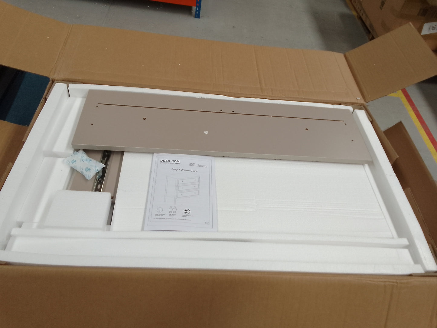 DUS-CC2-04299 Grade-B Dusk Posy 3 Drawer Chest - Taupe RRP £159.00