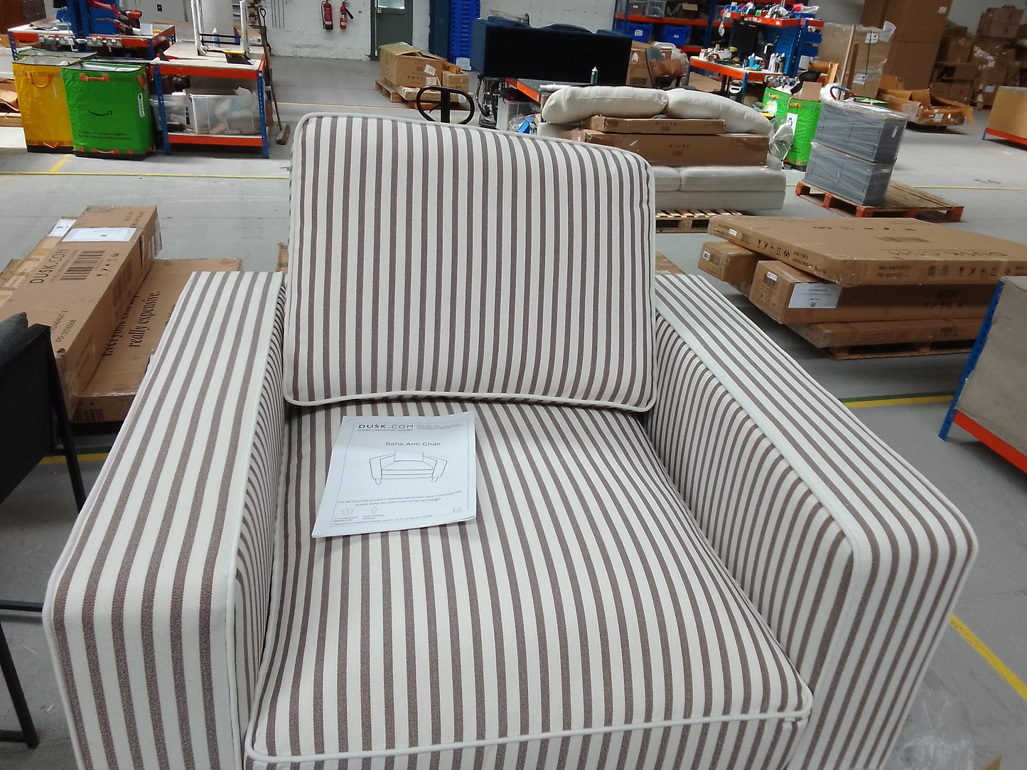 DUS-CC2-04661 Grade-B Dusk Soho Armchair - Chocolate Stripe RRP £279.00