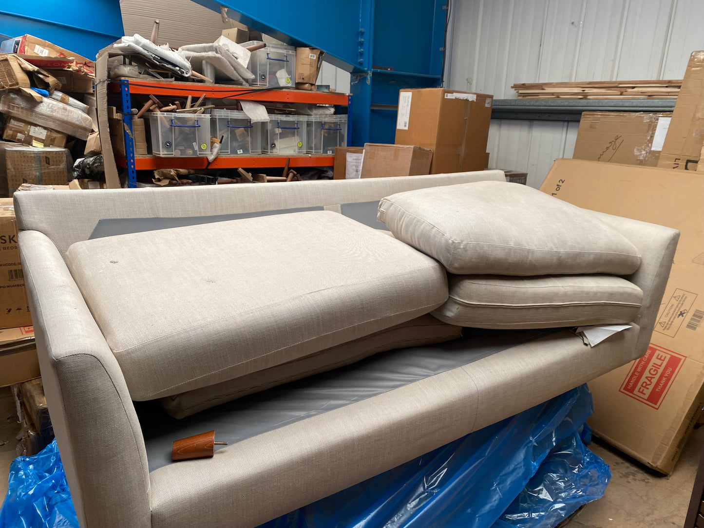 MAS-APM-06119 Grade-BER-DOA Marks & Spencer Oscar 4 Seater Sofa in Silver Mix Woven Twill RRP £1499