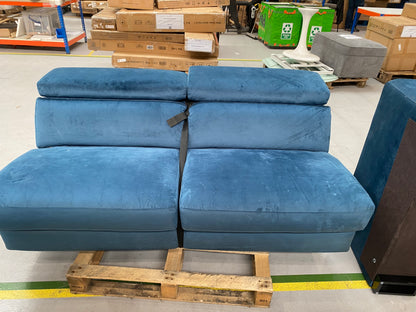 DFS-HO2-02920 Grade-BER-DOA DFS Wander Velvet 2 Corner 2 Power Recliner Right Hand Facing Sofa Bed And Console Beauford Navy Blue Colour - 105 RRP £3449