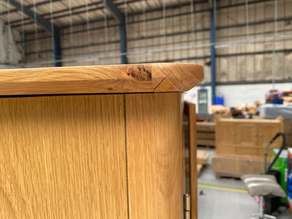 ROS-OUT-00117 Grade-C3 Roseland Furniture Alba Oak Display Cabinet RRP £909.95