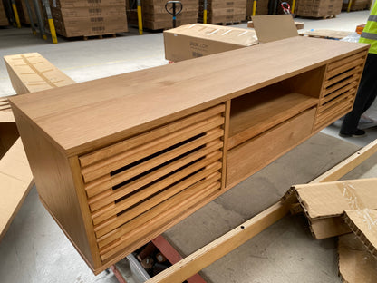 ROS-OUT-00143 Grade-C3 Roseland Furniture Kari Light Oak 150cm Wide TV Unit RRP £349.95