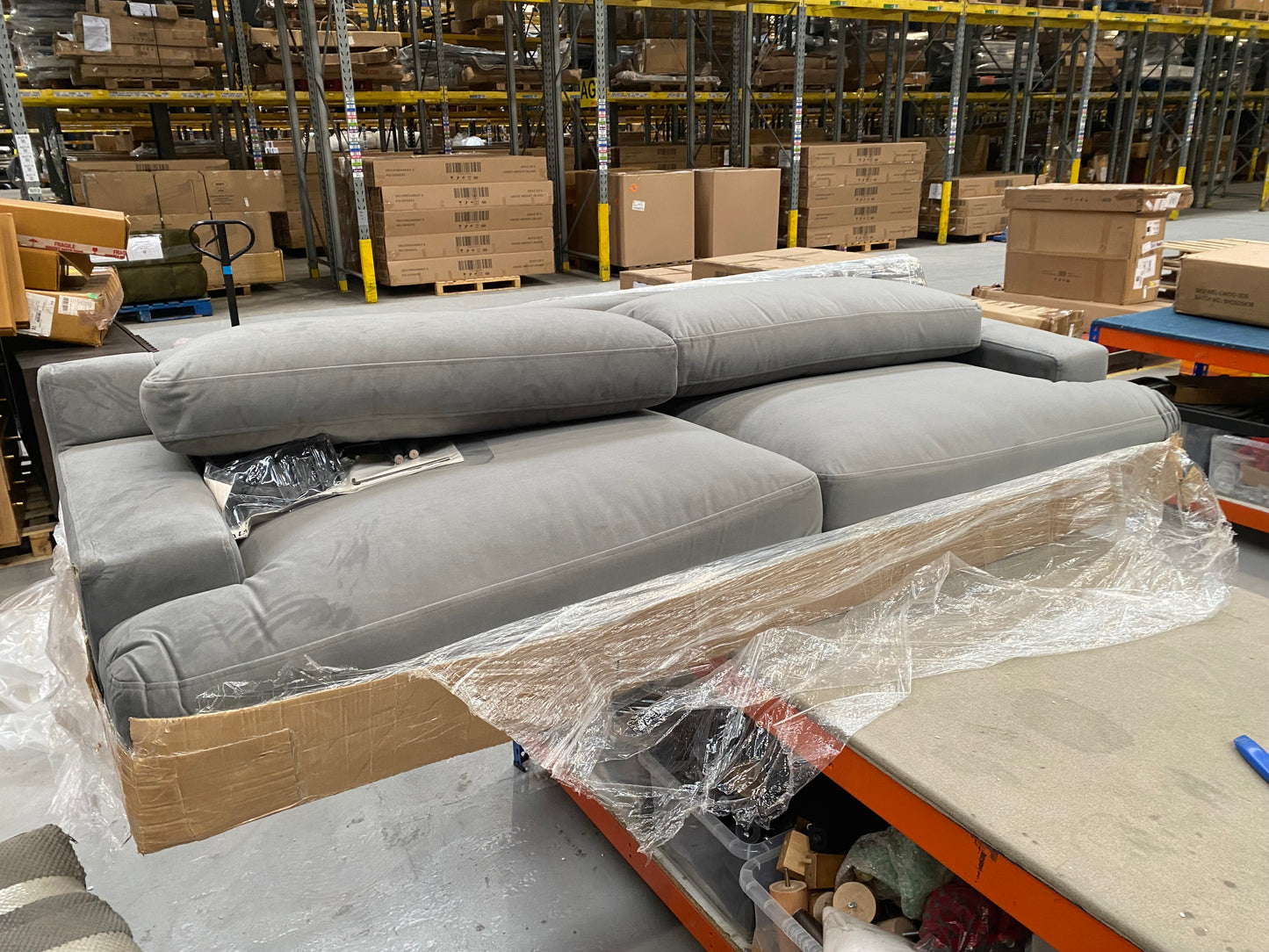 SWO-CC2-01329 Grade-BER Swoon Almera Three-Seater Sofa in Silver Grey Easy Velvet RRP £1699.00