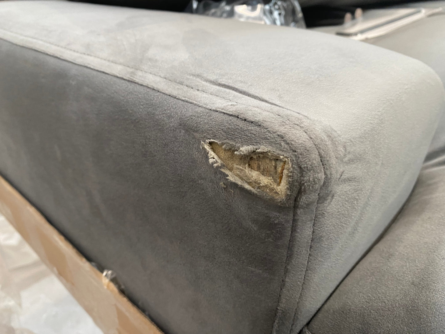 SWO-CC2-01329 Grade-BER Swoon Almera Three-Seater Sofa in Silver Grey Easy Velvet RRP £1699.00