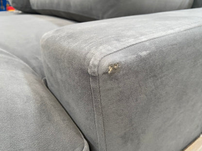 SWO-CC2-01329 Grade-BER Swoon Almera Three-Seater Sofa in Silver Grey Easy Velvet RRP £1699.00