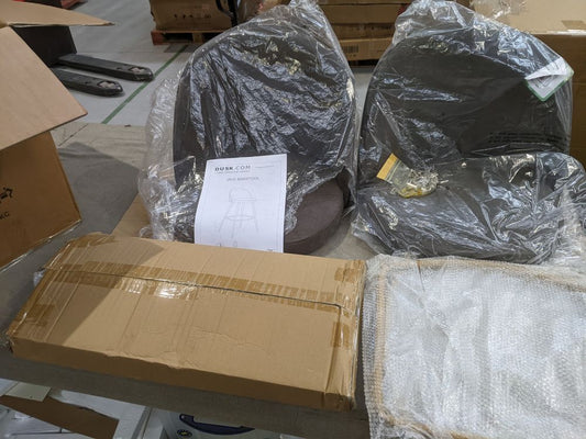 DUS-GOL-02220 Grade-B Dusk Iris Set of 2 Barstools - Taupe/Natural RRP £126