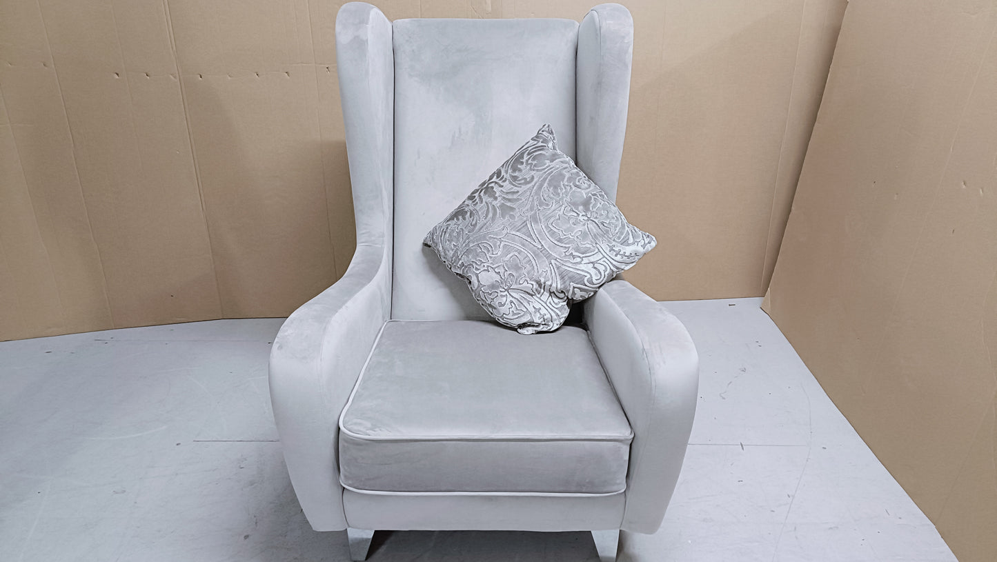 CCY-STO-00419 Grade-C0 Regency Fsc Throne Chair Pluto Pebble 3 Chrome Feet RRP £1599