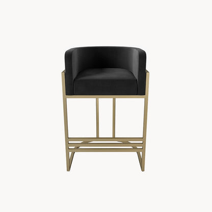ROO-APM-00019 Grade-C0 Roobba Leo Bar Stool Black Velvet Gold Metal RRP £259