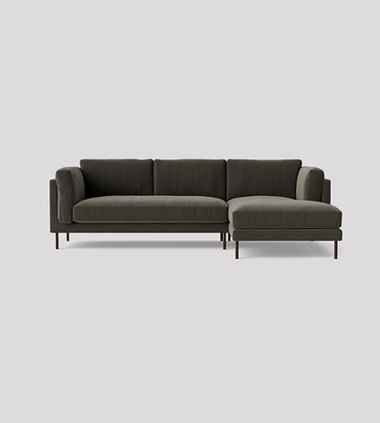 SWO-CC2-00283 Grade-BER Swoon Munich right hand corner sofa in Spruce crushed velvet with dark feet RRP £2619