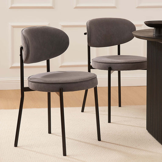 DUS-CC2-02946 Grade-B Dusk Mia Set of 2 Dining Chairs - Matte Velvet - Taupe RRP £129.00