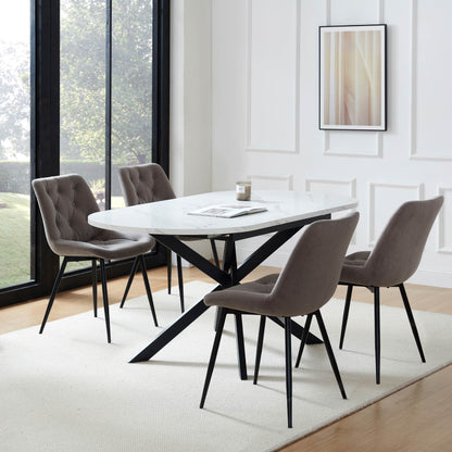 DUS-CC2-03302 Grade-B Dusk Brooke Oval Extendable 4-8 Seater Dining Table - Stone/Black RRP £269.00